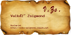 Valkó Zsigmond névjegykártya